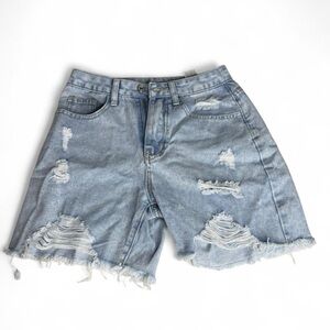 Distressed Light Wash Bermuda Denim Shorts – Size 26